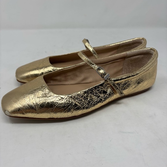 Dolce Vita Reyes Gold Mary Jane Flats Size 8 - Picture 3 of 12